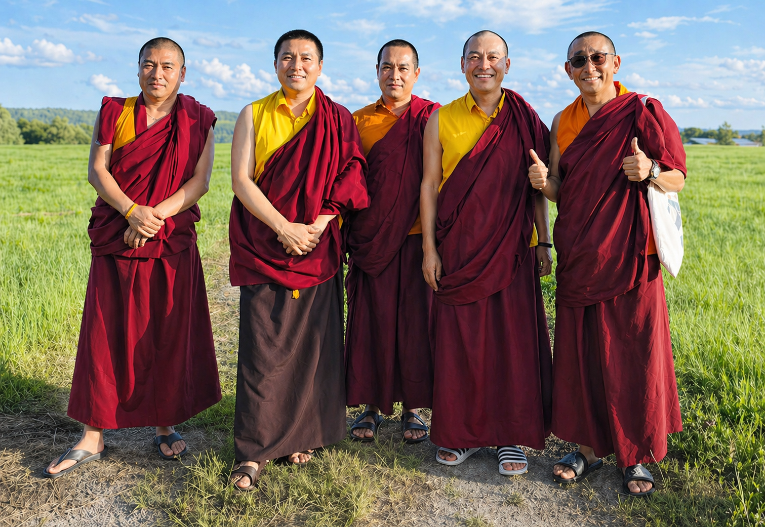 Palyul Monks who have led 3rd year (Togal 1). From left, Khenpo Karze, Lama Tenzin Chogyal, Khenpo Tenzin, Lama Jigme Tenzin (PhurTenzin), Lama Tsultrim Palyul (Guru Shila)