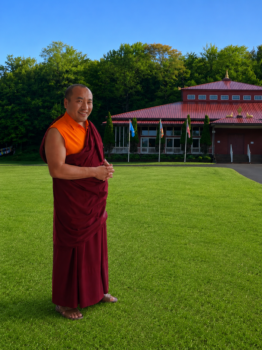 Palyul Tulku Luphug Rinpoche at the retreat center temple